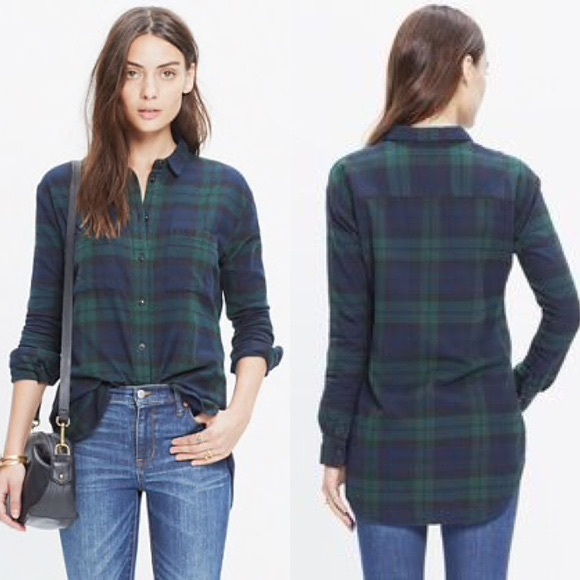 Madewell Tops - Madewell//Flannel Oversized Boyshirt Dark Plaid